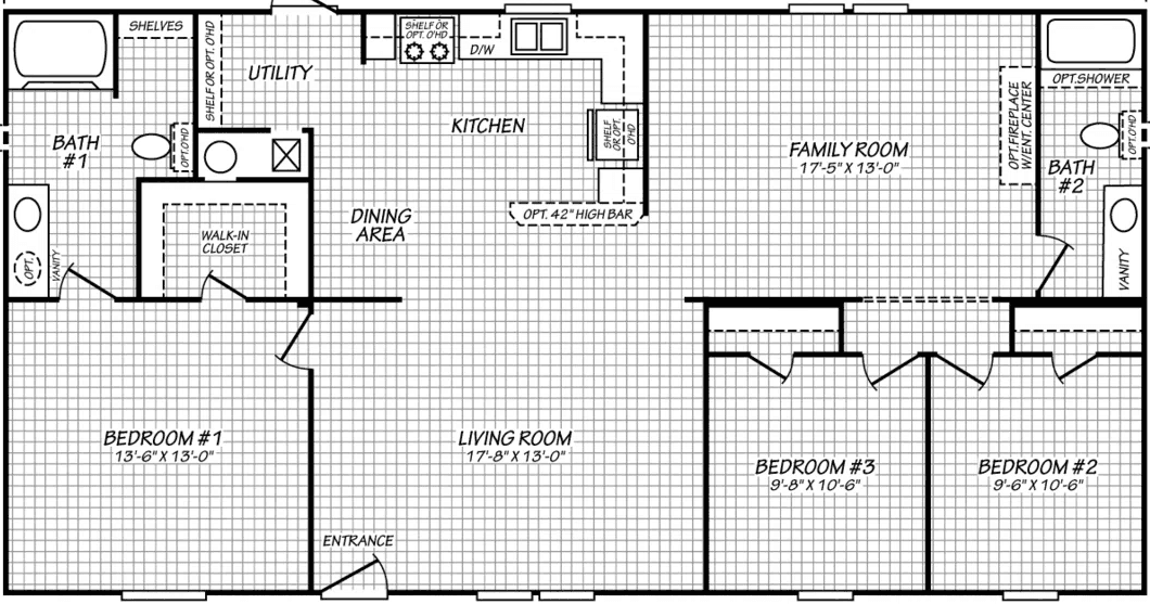 Canyon lake multi-wide 28523t floor plan home features