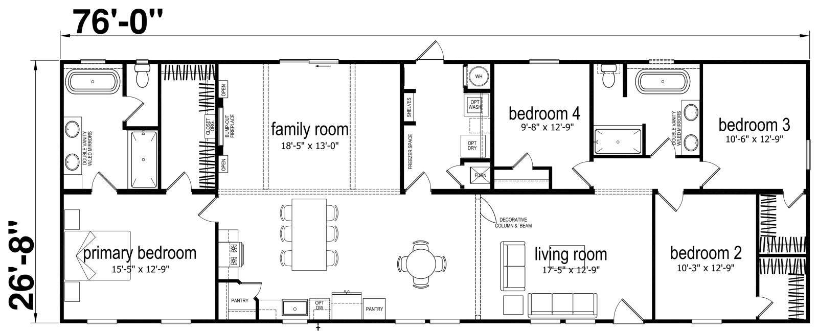 Cedar creek 2876h42106 floor plan and hero home features