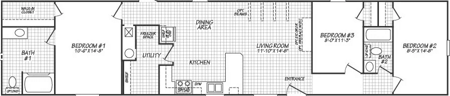 Canyon lake single-wide 16723c floor plan home features